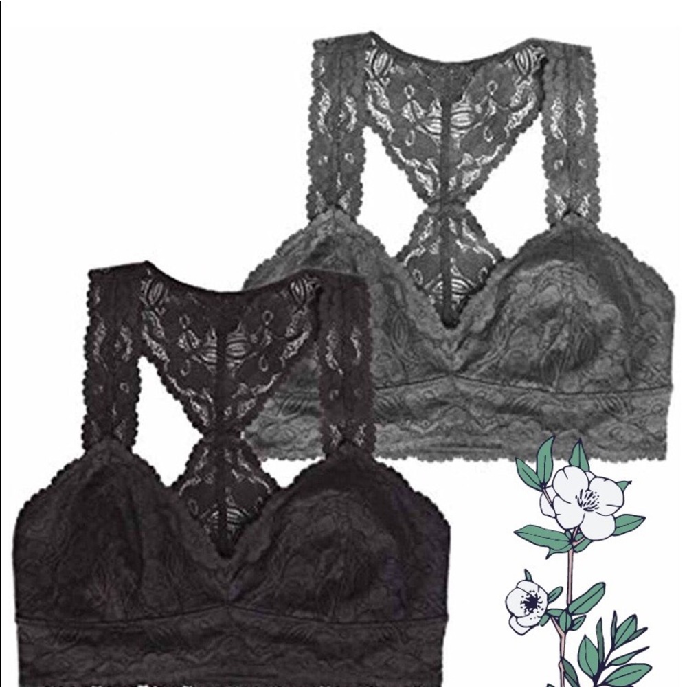 Two black and Grey Lace Bralettes Medium